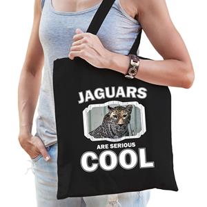 Bellatio Katoenen Tasje Jaguars Are Serious Cool Zwart - Jaguars/ Gevlekte Jaguar Cadeau Tas - Feest Boodschappentassen