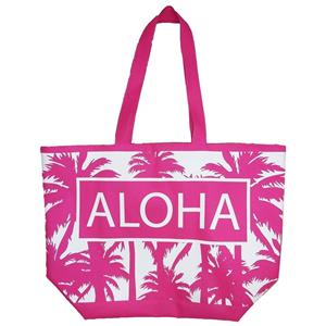 Shoppartners Damestas Strandtas Palmbomen Roze/wit Aloha 58 Cm trandtassen