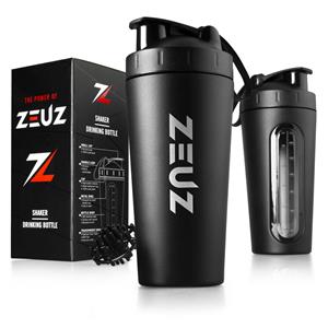 ZEUZ Premium Rvs Shakebeker - Proteïne Shaker hake Beker - Bpa Vrij - 700 Ml at Zwart