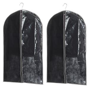 Trendoz Set van 10x stuks kleding/beschermhoes zwart 100 cm inclusief kledinghangers -
