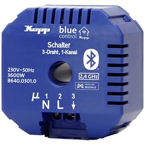 Kopp Blue-Control BC.Schaltakt.3D.1Kan. 1-kanaals Schakelactor Schakelvermogen (max.) 3600 W Blauw