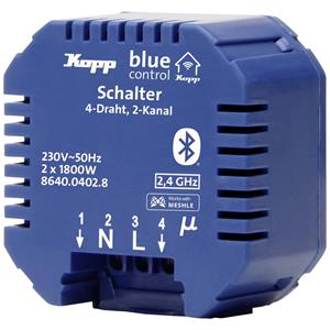Kopp Blue-Control BC.Schaltakt.4D.2Kan. 2-kanaals Schakelactor Schakelvermogen (max.) 1800 W, 1800 W Blauw