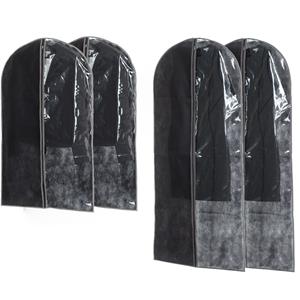 Trendoz Set van 2x stuks kledinghoezen grijs 135/100 cm inclusief kledinghangers -