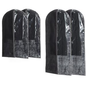 Trendoz Set van 6x stuks kledinghoezen grijs 135/100 cm inclusief kledinghangers -