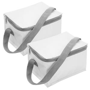 Trendoz set van 2x stuks kleine koeltas wit voor 6 blikjes met rits en draagband -