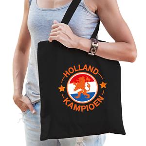 Bellatio Holland Kampioen Leeuw Supporter Cadeau Tas Zwart Voor Dames En Heren - Feest Boodschappentassen