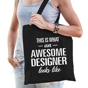 Bellatio Awesome Designer / Geweldige Ontwerper Cadeau Tas Zwart Voor Dames En Heren - Feest Boodschappentassen
