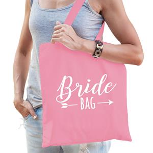 Bellatio Bride Bag Katoenen Tasje Licht Roze Dames - Feest Boodschappentassen