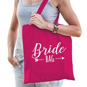 Bellatio Bride Bag Katoenen Tasje Roze Dames - Feest Boodschappentassen