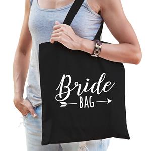 Bellatio Bride Bag Katoenen Tasje Zwart Dames - Feest Boodschappentassen