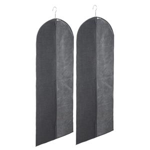 Trendoz Set van 2x stuks kleding/beschermhoes linnen grijs 130 cm inclusief kledinghangers -