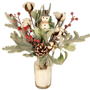 Boeketcadeau Frosty snowmen kunst bouquet inclusief vaas