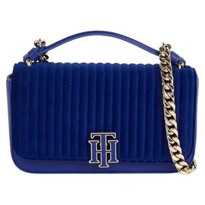 TOMMY HILFIGER, Handtasche Th Outline Crossover Velvet Fa22 in blau, Henkeltaschen für Damen