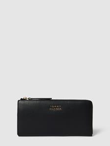 TOMMY HILFIGER, Casual Chic Geldbörse Leder 19,5 Cm in schwarz, Geldbörsen für Damen