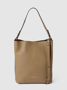 Marc O'Polo, Hobo Bag Medium Aus Genarbtem Rindsleder in beige, Umhängetaschen für Damen