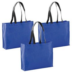 10x stuks draagtassen/goodie-bag/schoudertassen/boodschappentassen in de kleur Blauw