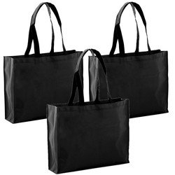 10x stuks draagtassen/goodie-bag/schoudertassen/boodschappentassen in de kleur Zwart