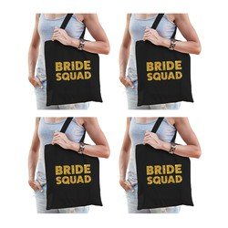 Bellatio 8x Bride Squad vrijgezellenfeest tasje Zwart
