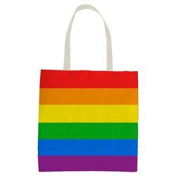 1x Polyester boodschappentasje/shopper regenboog/rainbow/pride vlag voor volwassenen en kids - Festival/pride musthaves - Boodschappentassen