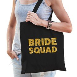 Bellatio 1x Bride Squad vrijgezellenfeest tasje Zwart