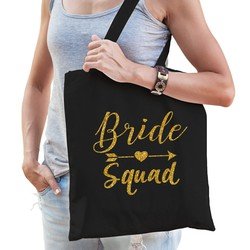 Bellatio 1x Vrijgezellenfeest Bride Squad tasje Zwart