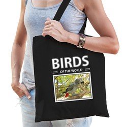 Bellatio Dieren roodstaart papegaai foto tas volw + kind Zwart