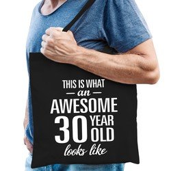 Bellatio Awesome 30 year / geweldig 30 jaar cadeau tas Zwart