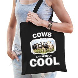 Bellatio Dieren kudde koeien katoenen tasje volwassenen en kinderen Zwart