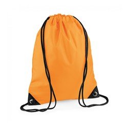 Bagbase 2x stuks nylon sport/zwemmen gymtas/ gymtasje met rijgkoord 45 x 34 cm - fluoriserend Oranje