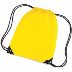 Bagbase 2x stuks gele nylon sport/zwembad gymtas/ gymtasje met rijgkoord 45 x 34 cm - Kinder tasjes - Gymtasje - zwemtasje