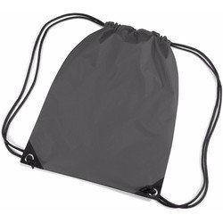 Bagbase 2x stuks antraciet grijze nylon gymtas/ gymtasje met rijgkoord - Gymtasje - zwemtasje
