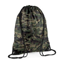Bagbase 2x stuks nylon sport/zwemmen gymtas/ gymtasje met rijgkoord 45 x 34 cm - jungle camouflage - Kinder tasjes - Gymtasje - zwemtasje