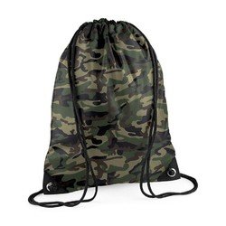 Bagbase 10x stuks nylon sport/zwemmen gymtas/ gymtasje met rijgkoord 45 x 34 cm - jungle camouflage - Kinder tasjes - Gymtasje - zwemtasje