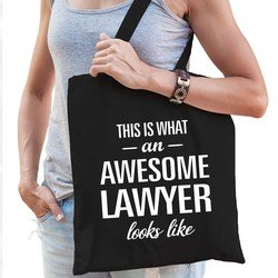 Bellatio Awesome lawyer / geweldige advocate cadeau katoenen tas Zwart