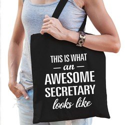 Bellatio Awesome secretary / geweldige secretaris cadeau katoenen tas Zwart