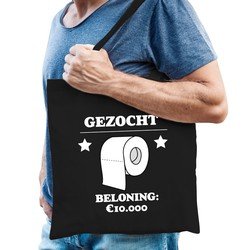 Bellatio Gezocht wc papier beloning 10.000 katoenen cadeau tas Zwart
