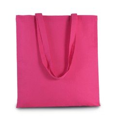 2x stuks basic katoenen schoudertasje in het fuchsia Roze