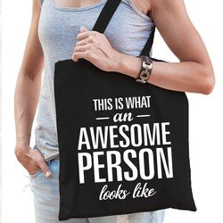 Bellatio Awesome person / geweldige persoon cadeau katoenen tas Zwart