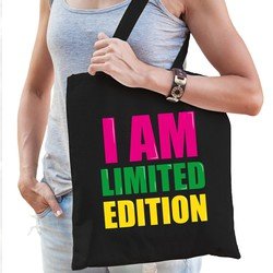 Bellatio I am limited edition cadeau tas zwart voor dames cadeau katoenen tas Zwart