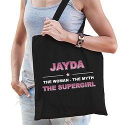 Bellatio Naam cadeau Jayda - The woman, The myth the supergirl katoenen tas - Boodschappentas verjaardag/ moeder/ collega/ vriendin - Feest Boodschappentassen