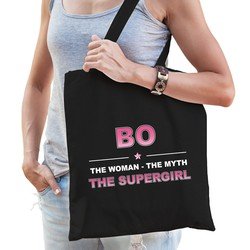 Bellatio Naam cadeau Bo - The woman, The myth the supergirl katoenen tas - Boodschappentas verjaardag/ moeder/ collega/ vriendin - Feest Boodschappentassen
