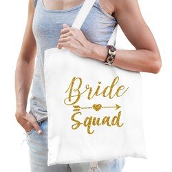 Bellatio 1x Vrijgezellenfeest Bride Squad tasje Wit