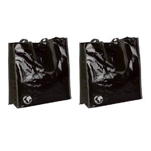 Merkloos 2x stuks eco boodschappen shopper tas zwart -