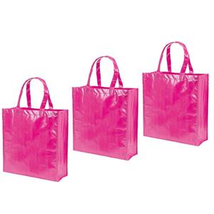 3x stuks boodschappentassen shoppers fuchsia roze cm -