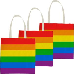 3x Polyester boodschappentasje/shopper regenboog/rainbow/pride vlag voor volwassenen