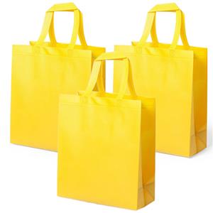 10x stuks draagtassen/schoudertassen/boodschappentassen in de kleur geel 35 x x 15 cm -