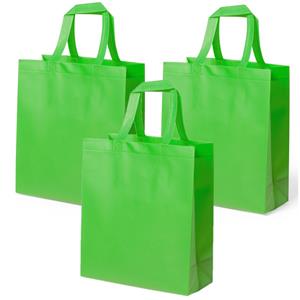 10x stuks draagtassen/schoudertassen/boodschappentassen in de kleur lime groen 35 x x 15 cm -