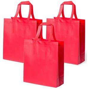 10x stuks draagtassen/schoudertassen/boodschappentassen in de kleur rood 35 x x 15 cm -