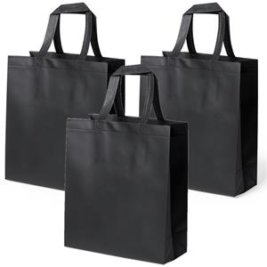 10x stuks draagtassen/schoudertassen/boodschappentassen in de kleur zwart 35 x x 15 cm -