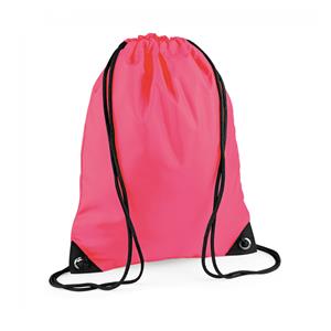 Bagbase 10x stuks sport gymtas fluoriserend roze met rijgkoord 45 x cm -
